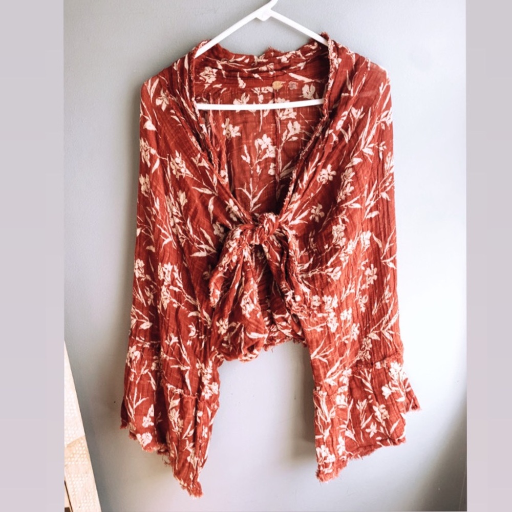Free people open front tie top
